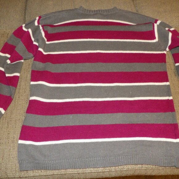 Sk Wear Sweater Striped Crew Neck Red /Gray Long Sleeve Men's Adult Size L nwt - Picture 4 of 5